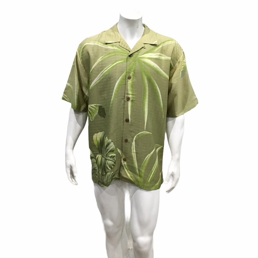 Tommy Bahama Mens Green Floral Hawaiian Shirt